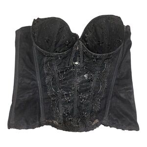 Vintage Frederick's of Hollywood Baddie Black Sheer Corset 36 D